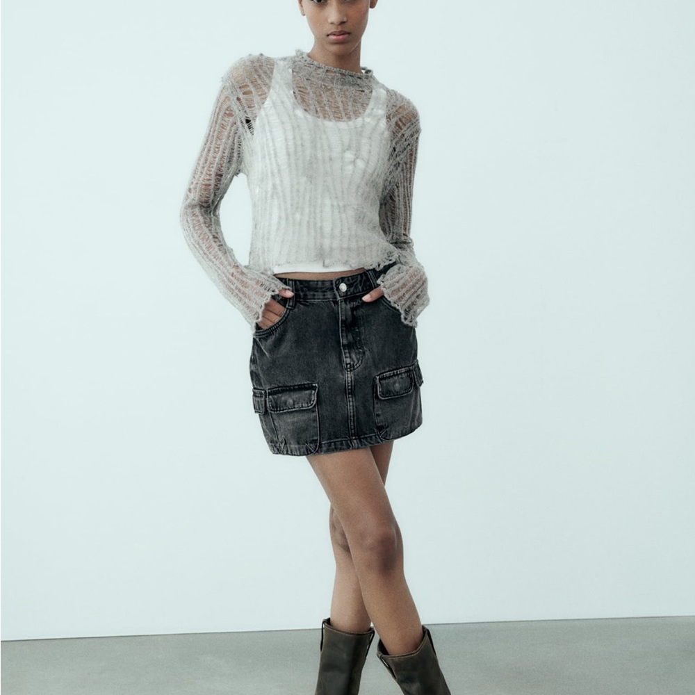 Zara Denim Cargo Skirt